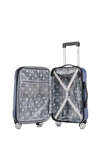 Image of Rockland London Hardside Spinner Wheel Luggage Set, Blue, Carry-On 20-Inch and Tote 14-Inch (F1902-BLUE)