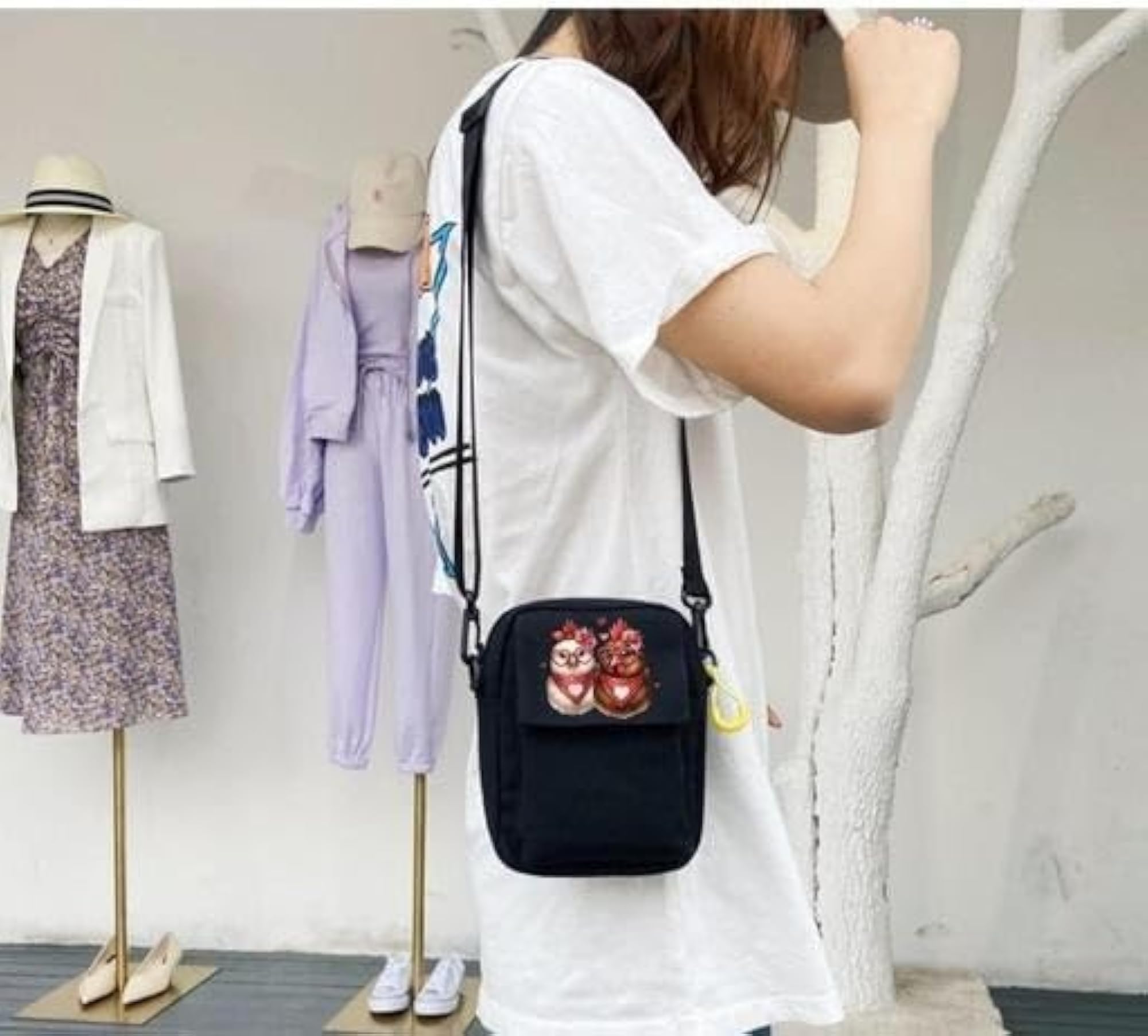 Women's Handmade Cotton Canvas Sling Bag, Black