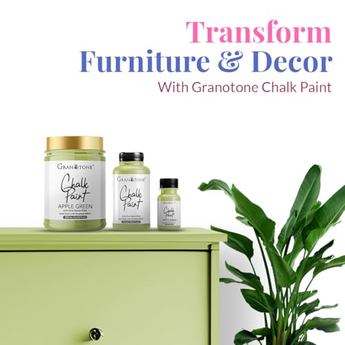 Image of GRANOTONE Chalk Paint for Furniture Matt-Finish Water-Based Acrylic Paint for Wood Walls Metal Glass Paper Fabric Canvas Maximum Coverage Chalk Paint for Kids & Adults 250ml Apple Green