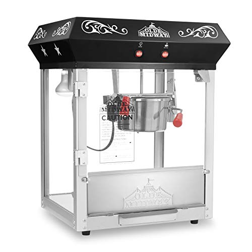 Image of Olde Midway Bar Style Popcorn Machine Maker Popper with 6-Ounce Kettle - Black