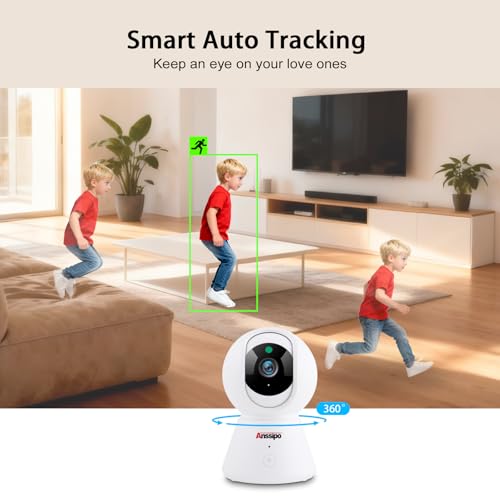 Image of 1080P Indoor Security Camera for Home Security, Dog Camera w /Motion Detection, Human Tracking, Plug-in Wired, 24 /7 Recording, 2-Way Audio Siren, Night Vision, Cloud & SD Card Storage