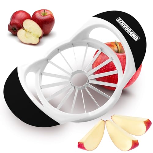 SCHVUBENR 16-Blade Apple Slicer and Corer - 4.72 Inch Sharp Stainless Steel Apple Cutter - Professional Apple Divider Tool for Quick Slices - Easy to Use & Clean - Slice Fruits with Ease - Black