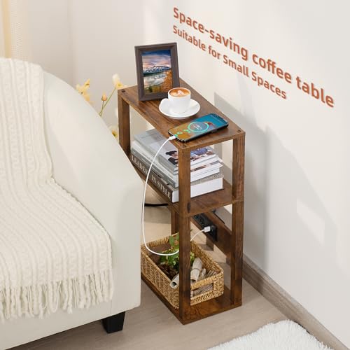 23.6" YUFAM 3-Tier Narrow Nightstand w/ Charging Station - image 4