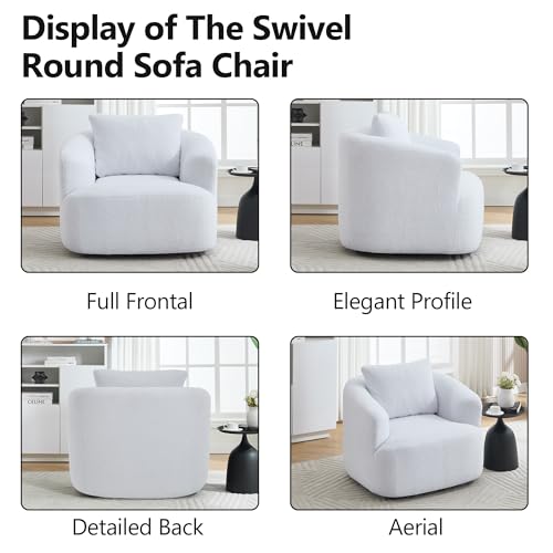 Sillón giratorio peluche blanco compacto miniatura 7