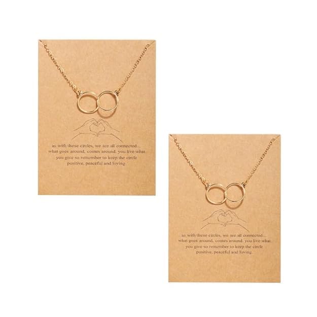 Golden Double Circle Ring Charm Pendant Combo Necklace With For Girl's And Women's | Perfect For Dailywear | For Gift-image-47
