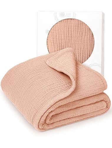 Image of lulumoon Muslin Quilt Blanket, Crib Blanket for Baby and Toddler,47x47 Inches(Pink)