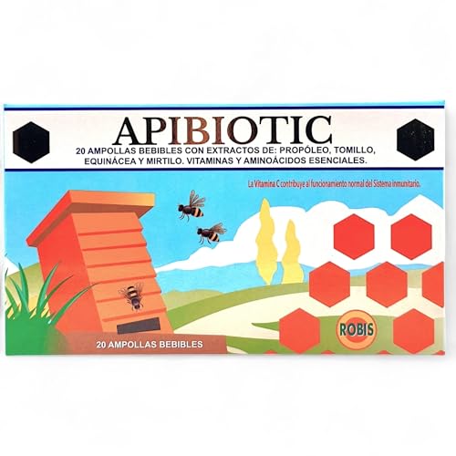 Robis Apibiotic 20 Viales - Con Propóleo, Equinácea, Tomillo y Vitamina C - Contribuye al Sistema Inmunitario