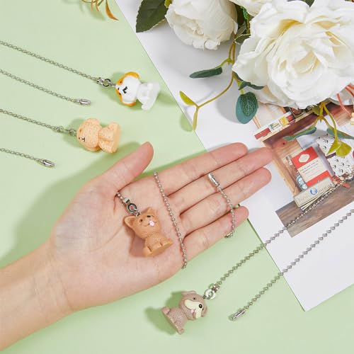 Image of DICOSMETIC 4Pcs Light Pull Chain Ceiling Fan Pull Chain Extension Stainless Steel Ball Chains Pulls Chains Ornaments Opaque Resin 3D Dog Fan Beaded Ball Fans for Wall Lighting Lamp Home Decor