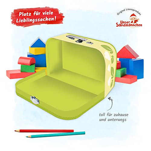 Trötsch Kinderkoffer \Sandmann\ Lokomotive medium, Pappkoffer, Koffer aus Pappe, Geschenk Verpackung, Gutschein Verpackung,Spielkoffer, Metallgriff ... Kinder: 24 x 17 cm (Unser Sandmännchen)