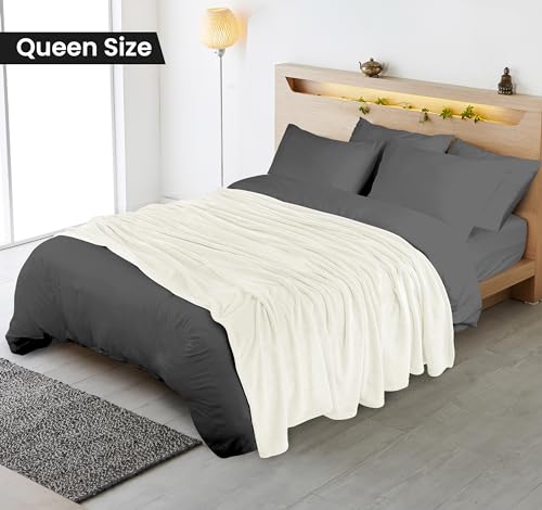Utopia Bedding Ivory Fleece Blanket Queen Size Lightweight Fuzzy Soft Anti-Static Microfiber Bed Blanket  thumb #1
