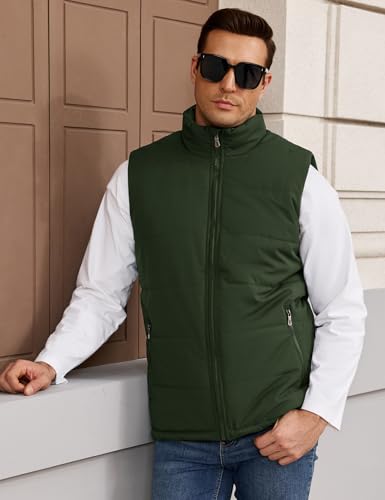 Image of Flygo Men's Winter Warm Outdoor Padded Puffer Vest Thick Fleece Lined Sleeveless Jacket