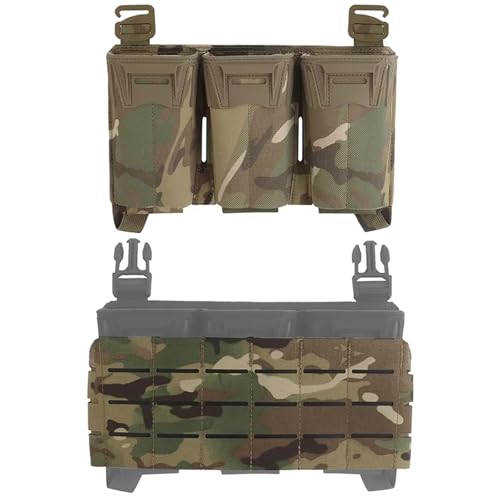 LZAQHMT Pochette Tactique Compartiments Multiples – avec Porte-chargeurs Triples, Organisateur Plaques D'adaptation Molle pour Gilets Chasse, Airsoft Accessoires Militaires(CP)