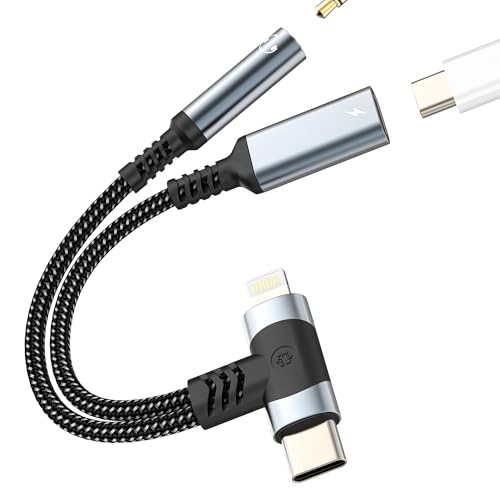 Lightning USB C - 3.5mm I[fBIA_v^[ Aux wbhzWbN (5.1C`2) iPhone 17 16 15 14 13 Pro Maxp [dwbhZbg fAXeIP[u ƖANZT[ iPad mi