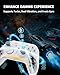Bcofo Wireless Mobile Game Controller for iOS/iPhone/Android/Cell Phone/Switch/Laptop, Gaming Gamepad with Phone Clip for Gamers, Hall Effect Triggers, Wired PC Control, with RGB LED Lighting/Vibration/6-Axis Gyro/Turbo (White)