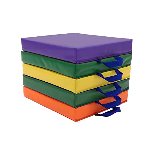 Factory Direct Partners 12270-133 Softscape 12" Square Toddler Floor Cushions With Handles For Kids (5-Piece) - Multicolor #TOP2