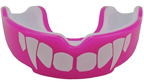 Senshi Japan Kinderen Roze & Wit UK Warrior 'Vampire' Mond Gum Guard Shield -(JUNIOR)- De Ultimate Gum Shield voor Boksen, Vechtsporten, Karate, Rugby - Ideale bescherming tanden voor contact Sport