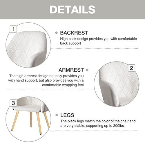 Wolmics Velvet Dining Chairs Set Of 2 Leisure Modern Living Room Chairs With Wooden Legs, Kitchen Chair Modern Upholstered Accent Chairs Armchairs Desk Chair Side Chair For Bedroom Office, 300Lbs #TOP4