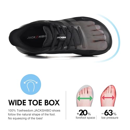 JACKSHIBO Wide Toe Box Shoes for Men Slip in Hands Free Arch Support Shoes Wide Width Sneakers for Running Walking Athletic Tennis Orthopedic Plantar Fasciitis Workout with Thick Cushioned Zero Drop3