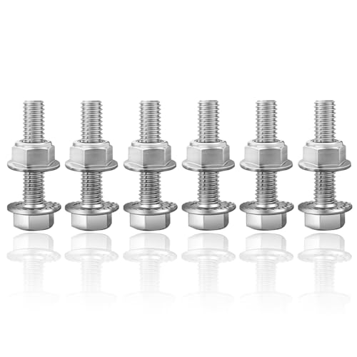 6pcs M10X1.5-40mm Stainless Steel Flange Screws Flange Exhaust Bolts and Nuts Kit for Securing Exhaust Components Hex Head Exhaust Manifold Hardware Kit