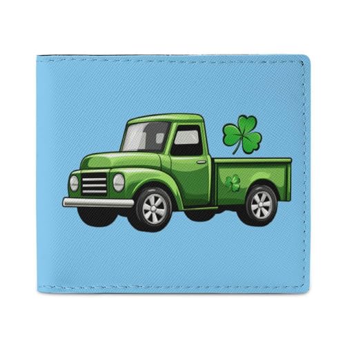 St-Patrick's Day Shamrock Truck Coin Purse PU Leather Bifold Wallet Small Change Purse Pouch Front Pocket Wallets
