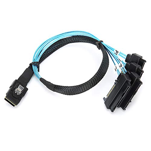 12GB Mini SAS HD SFF-8643 to SATA 7 Pin Sideband Cable - 0.5m