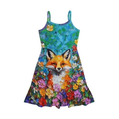 Girls Dresses Size 3-14 Kawaii Spaghetti Strap Sundress Knee Long Summer Dress for Beach3