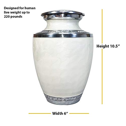 Pearl White Large Size Adult Urn For Ashes, Memorial Cremation Urns With Custom Engraving And Velvet Bag #TOP4