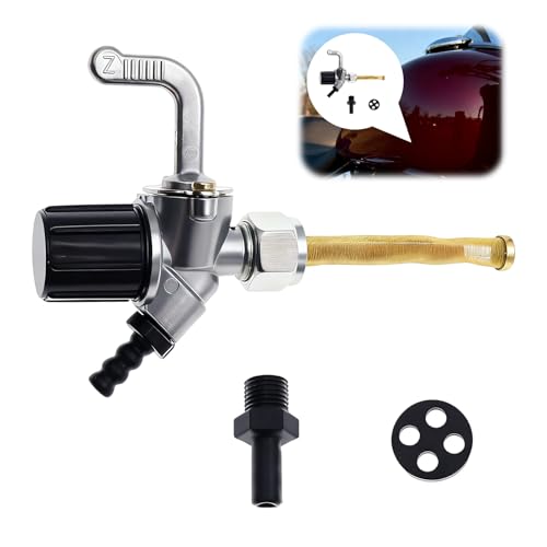 Benzinhahn mit Wasserbeutel, kompatibel mit Simson Schwalbe Kr51/1, Kr51/2 und Sr 50, Simson S51, S50 - MZ EtZ, TS, ES, Benzintankhahn aus Messing, für Motorradtank