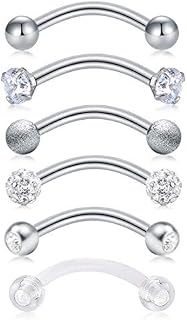 AVYRING Rook Earrings Piercing 16G Septum Ring Stainless Steel Curved Barbell Helix Tragus Cartilage Ear Piercing Jewellery 6PCS