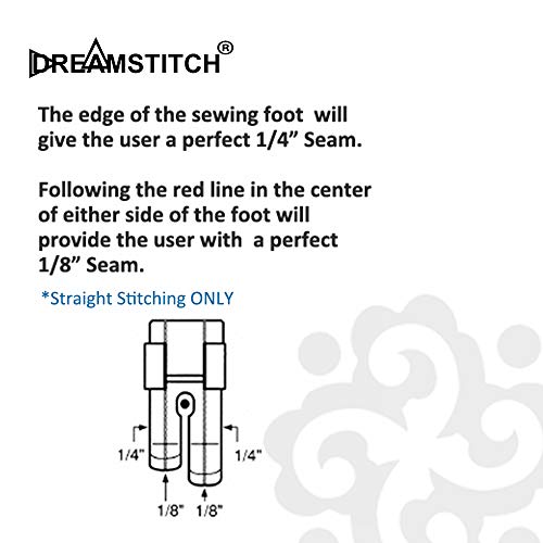 DREAMSTITCH 31461-P,31461-1,31461,U2-0002 Clear View 1/4 inch Quilting Presser Foot for All Low Shank Snap-On Singer,Brother,Babylock,Euro-Pro,Janome,Kenmore,White,Juki,Simplicity,Elna Sewing Machine
