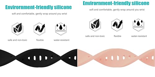 Image of ACM Pack of 2 Watch Strap Silicone Belt 20mm compatible with Inbase Urban Lyf M Smartwatch Casual Classic Band (Black /Creame Pink)