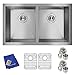 Elkay Crosstown 16 Gauge Stainless Steel, 30-3/4" x 18-1/2" x 10" Equal Double Bowl Undermount Sink Kit