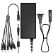 ABLEGRID Swann Lorex Q-See Security Camera Power Adapter 12V 5A 60W 2-Prong Plug 100V-240V AC to DC 2.5x5.5mm w/8-Way Power Splitter Cable Power Supply for CCTV Security Camera DVR, LED Strip Lights