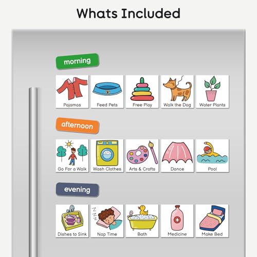 Image of Magnetic Visual Schedule for Kids - Daily Routine & Chore Chart with 100+ Picture Magnets for Toddlers, Autism & ADHD, for Home Use, Morning and Bedtime Routines