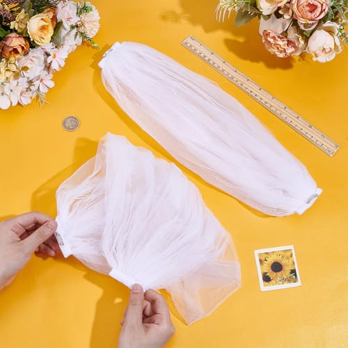 NBEADS 2 Pcs Detachable Sleeves for Wedding, Tulle Sleeve Nylon Bridal Tulle Shawl Removable Sleeves3