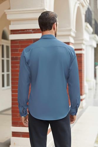 Image of COOFANDY Mens Stretch Dress Shirts Long Sleeve Button Down Shirt Regular Fit Formal Business Shirts