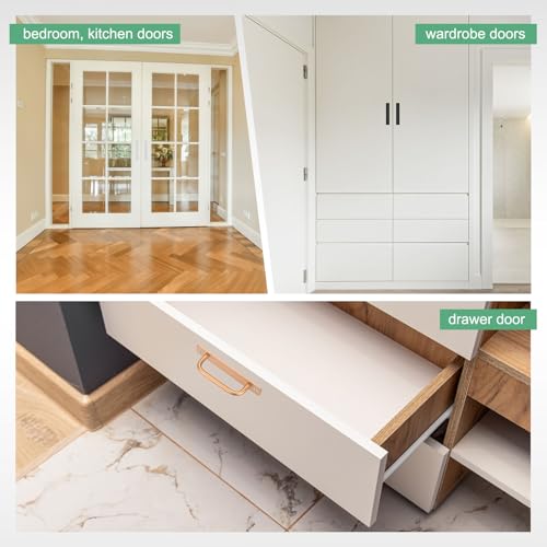 Image of M METERXITY 2-Pack Barn Door Handles, 7.56Inch /192mm Hole Center Aluminium Alloy Gate Handle with Mounting Screws for Bathroom /Wardrobe /Closet /Kitchen, Sliding Door Handle with Plate [Gold]