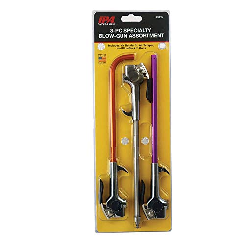 3-Pc Specialty Blow-Gun Set with Scraper, 90 Degree Angle and Blind Hole Blow Guns, Stainless Steel and Aluminum ¼” NPT Air Compressor Tool Kit