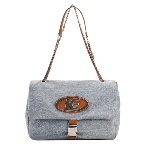 Bolso Tote para mujer en tela denim con cadena