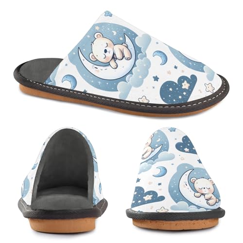 senya Little Teddy Bear Sleeping Fuzzy Slippers Soft Home Bedroom Slippers for Women Men House Shoes4