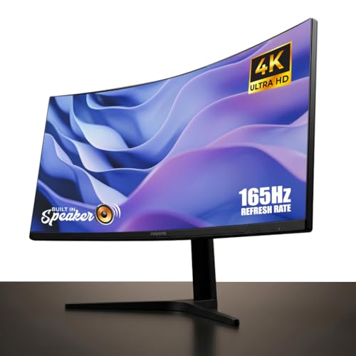 iVOOMi 34" (86.36cm) Curve 4k UHD Monitor with in-Built Speaker, VGA & DP Port, Refresh Rate 165 Hz with 3440 x 1440 Pixels, Bezel-Less Design, Flicke