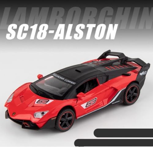 Image of Exclusive Alloy Metal Pull Back Die-Cast Car Diecast Metal Pullback Toy Car with Openable 6 Doors,Light Music Boys Gifts Toys (1:32 Lambroghini SC18 Alston - Multicolor)