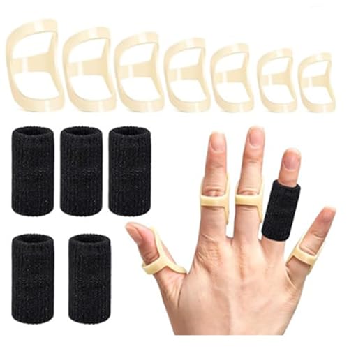 7pcs Oval Finger Splint and 5pcs Finger Sleeve, Trigger Finger Splint Brace, Thumb Brace, Lightweight Thumb Splint for Mallet Finger, Trigger Finger, Joint Fixation(Size 6/7/8/9/10/11/12 )