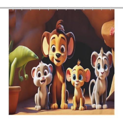 Rideau de douche lion imperméable en polyester de qualité supérieure - 7