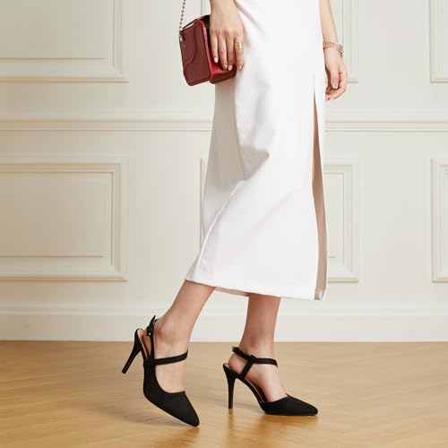 Trary Womens High Heels Pointed Toe Slingback Heels for Women Sexy Stiletto Heels Buckle Ankle Strap Closed Toe Office Party Prom Wedding Dress Pumps Shoes3