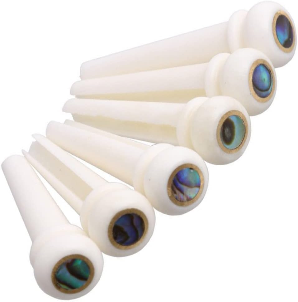 Vaguelly 12 pcs string for Replacement Cone Musical Position Pegs Stud Ox Bone Folk Bridge Natural Metal Instrument Nut Accessories Fixed with Nail Saddle Part Abanlone Pin Abalone