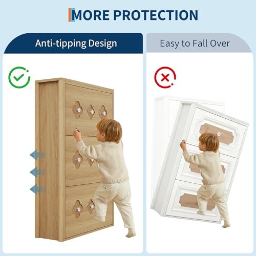 Image of GarveeHome Shoe Storage Cabinet with 3 Flip Drawers, Narrow Wood Shoe Organizer Cabinet with Floral Pattern, Freestanding Slim Shoe Rack Cabinet with Adjustable Shelves, for Entryway, Hallway, Natural | Floral Pattern, Shoe Cabinet for Entryway, Hallway, Living Room, Narrow Wooden Shoe Cabinet with Adjustable Shelves