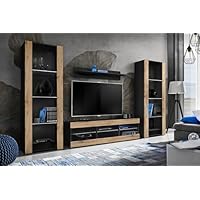 Set Mobili Porta TV Komodee Tivoli Grande | 250x159x35cm | Nero Con LED RGB | Per Soggiorno E Camera - Foto 8