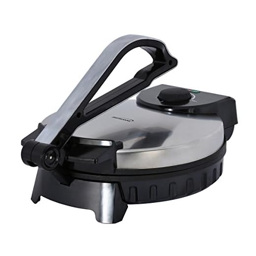 Brentwood Electric Tortilla Maker Non-Stick, 10-inch, Brushed Stainless Steel/Black