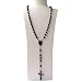 J.Shine Men Catholic Rosary Necklace Black 8mm Bead & Crucifix Pendant & Vintage Chain 28" GN720